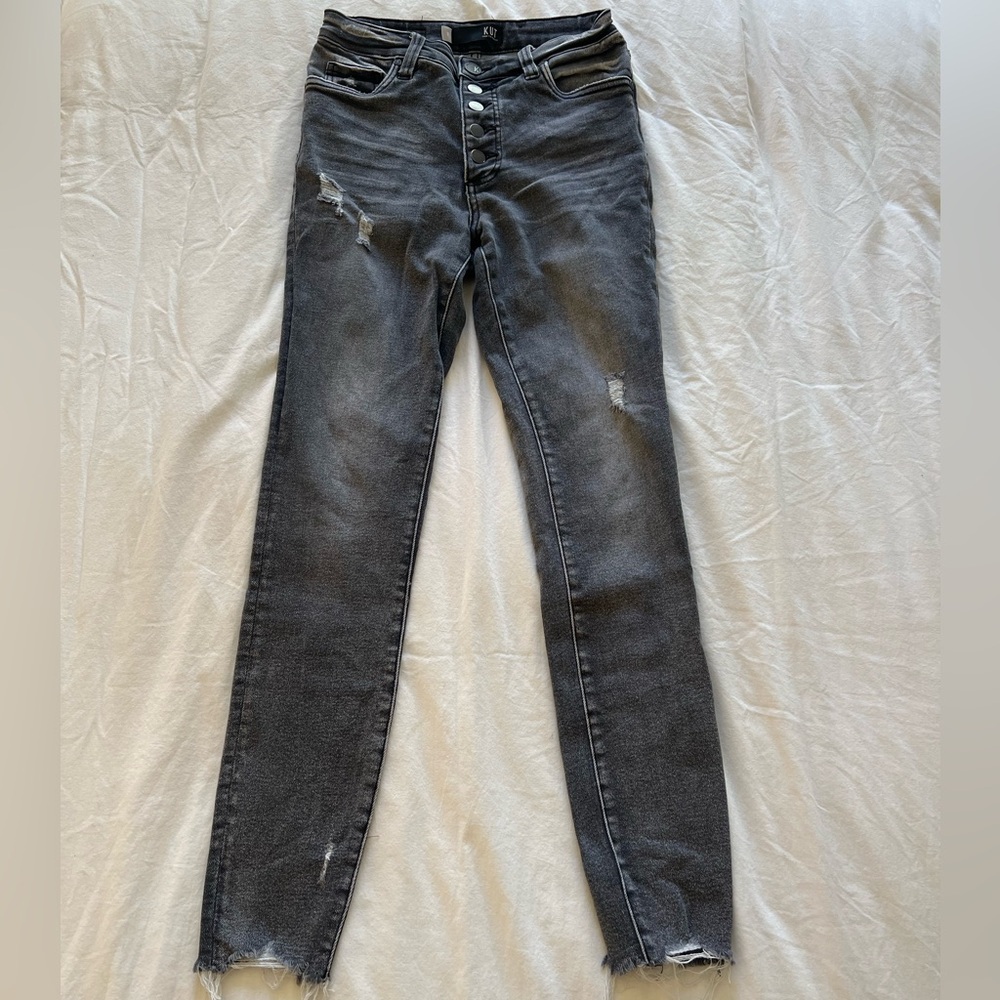 KUT gray washed skinny jeans